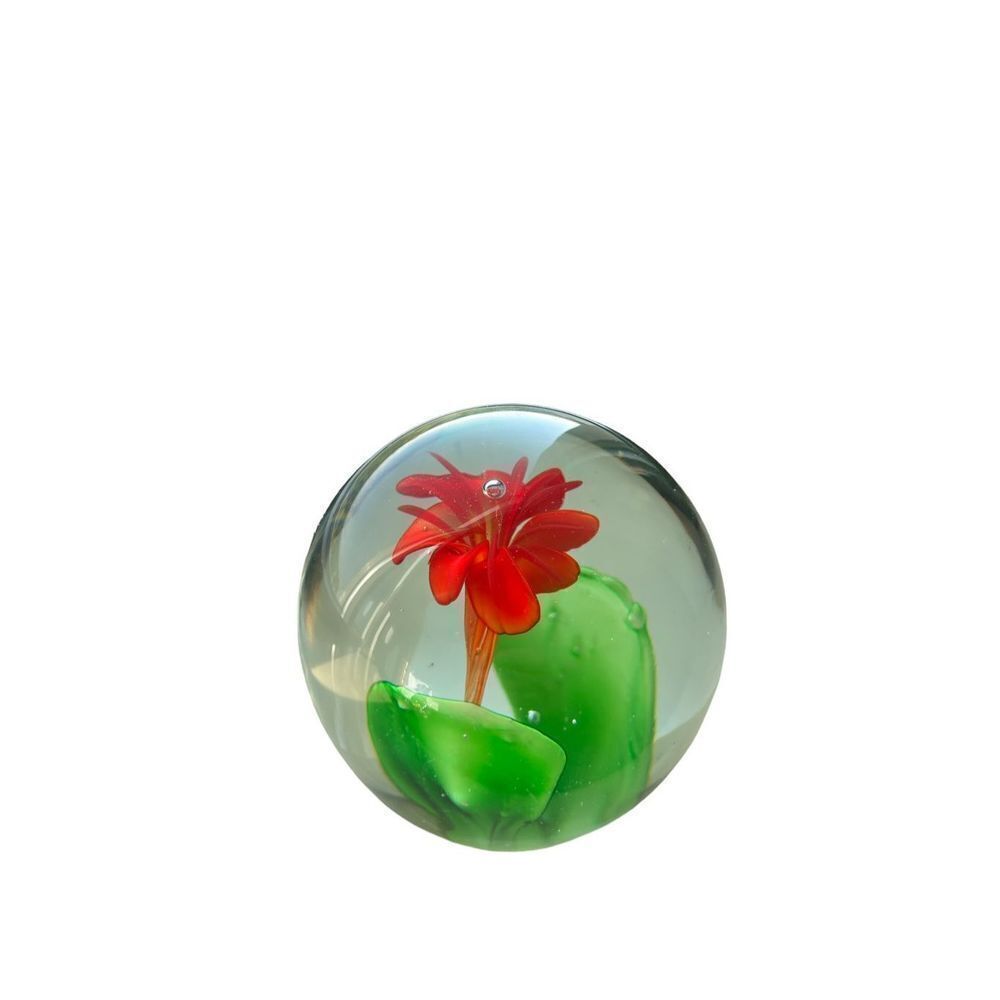 Lilian Vernon signed glass paperweight Mount Vernon New York rounded red colorfu
